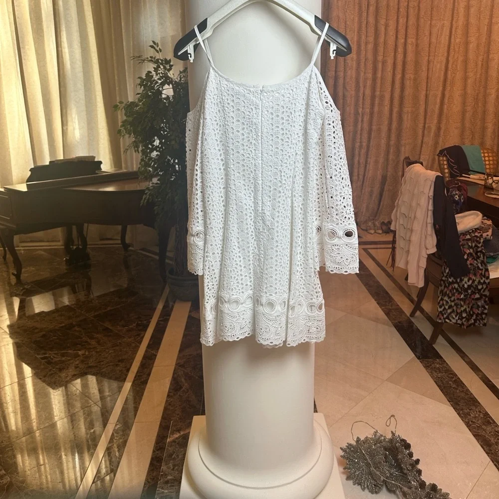 Ellie Tahari 100% Cashmere Long Cable Knit Cardigan Sweater Luxury Neutral - Picture 11 of 13